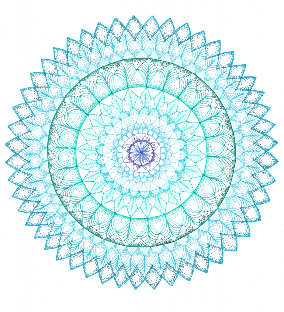 aqua seafoam shame blue teal and turquoise mandala