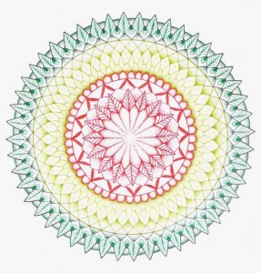 green Jeanne orange yellow and green mandala