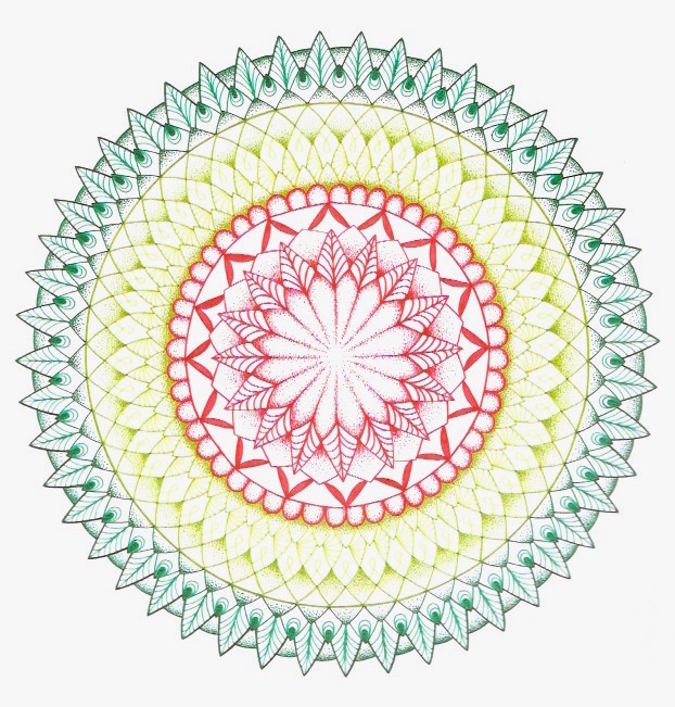 green Jeanne orange yellow and green mandala