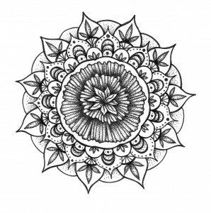 dandelion flower black and white mandala