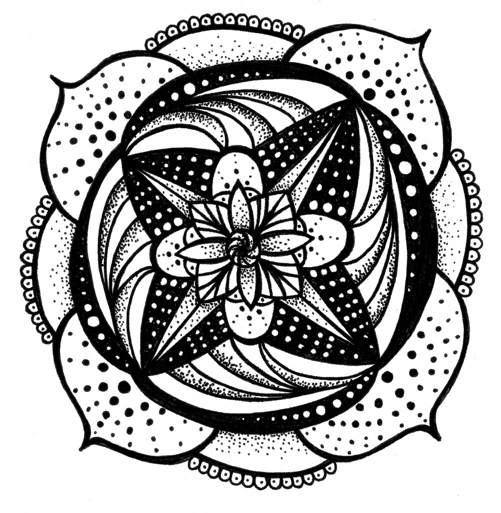 dots dots dots black and white mandala