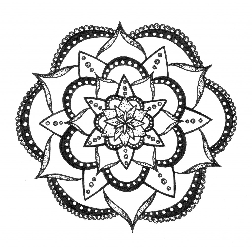 lacy black and white mandala