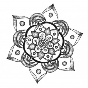 moon black and white mandala