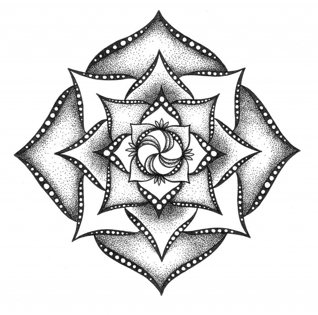 pinwheel black and white mandala