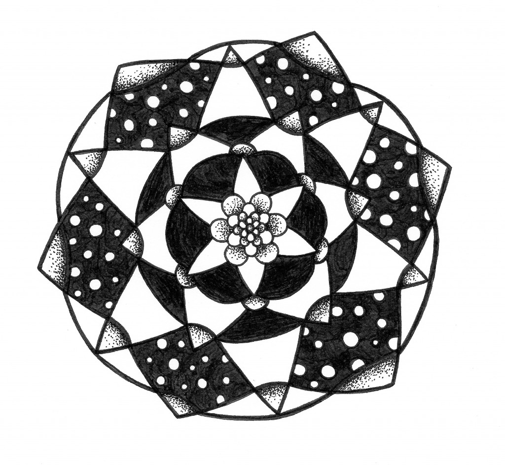 polka dot black and white mandala
