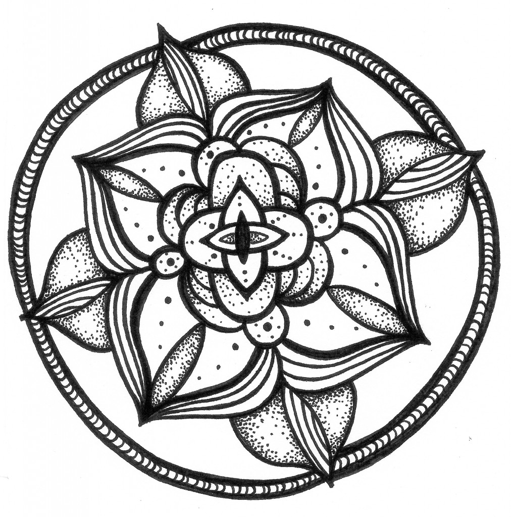 third eye black and white mandala