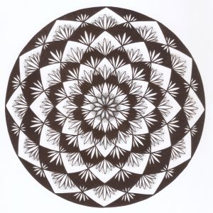 black and white lotus flower mandala drawing