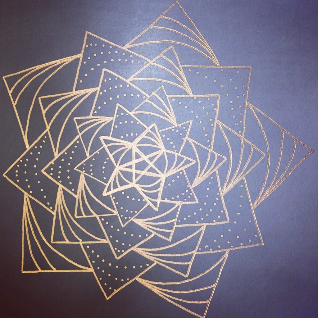 sky blue and silver mandala