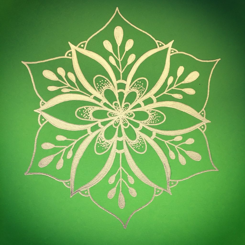 lime green and silver mandala