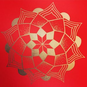 burnt orange and silver mandala