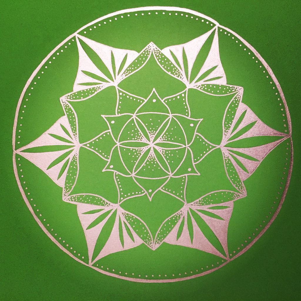 spring green and silver mandala