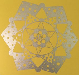 sunflower yellow and silver mandala
