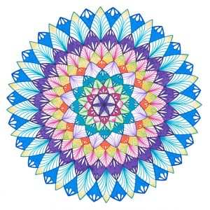 variety of colored ink pen mandala drawing