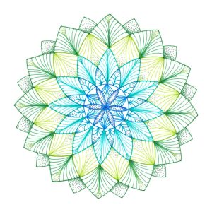 green and blue ink pen mandala drawing