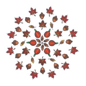 brown and orange ink pen mandala drawing